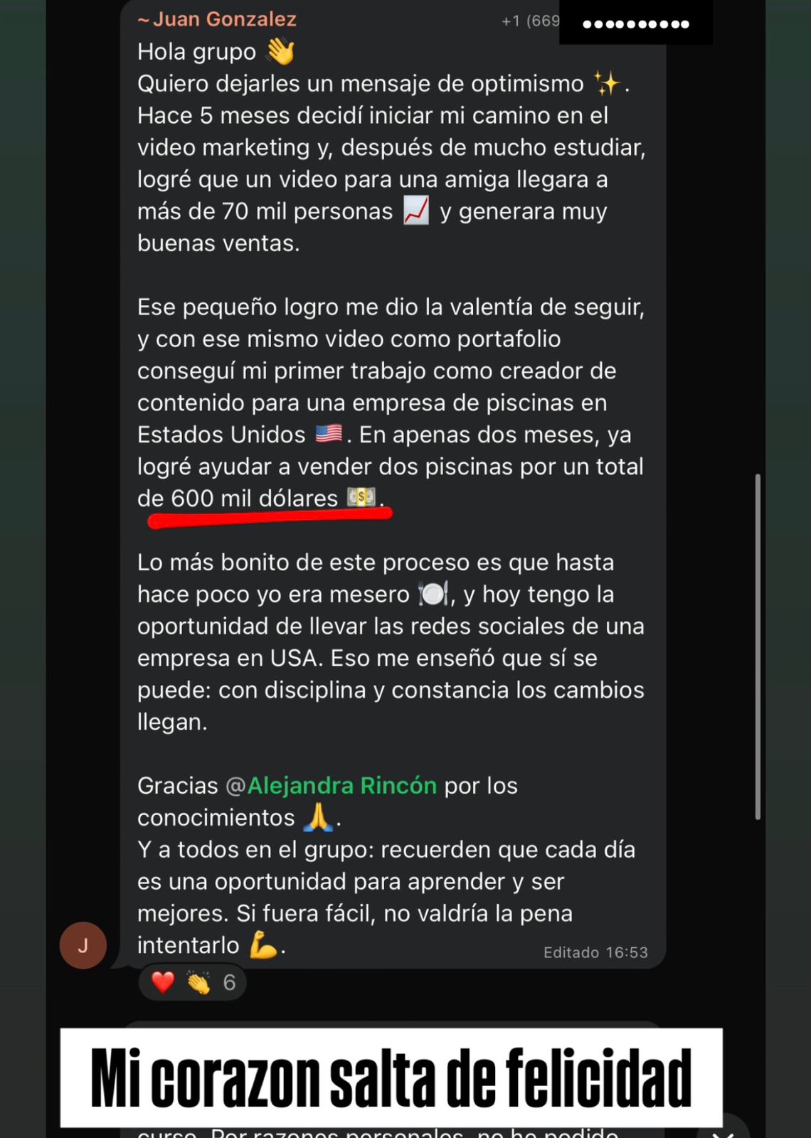 Juan Gonzalez — 600 mil dólares en ventas