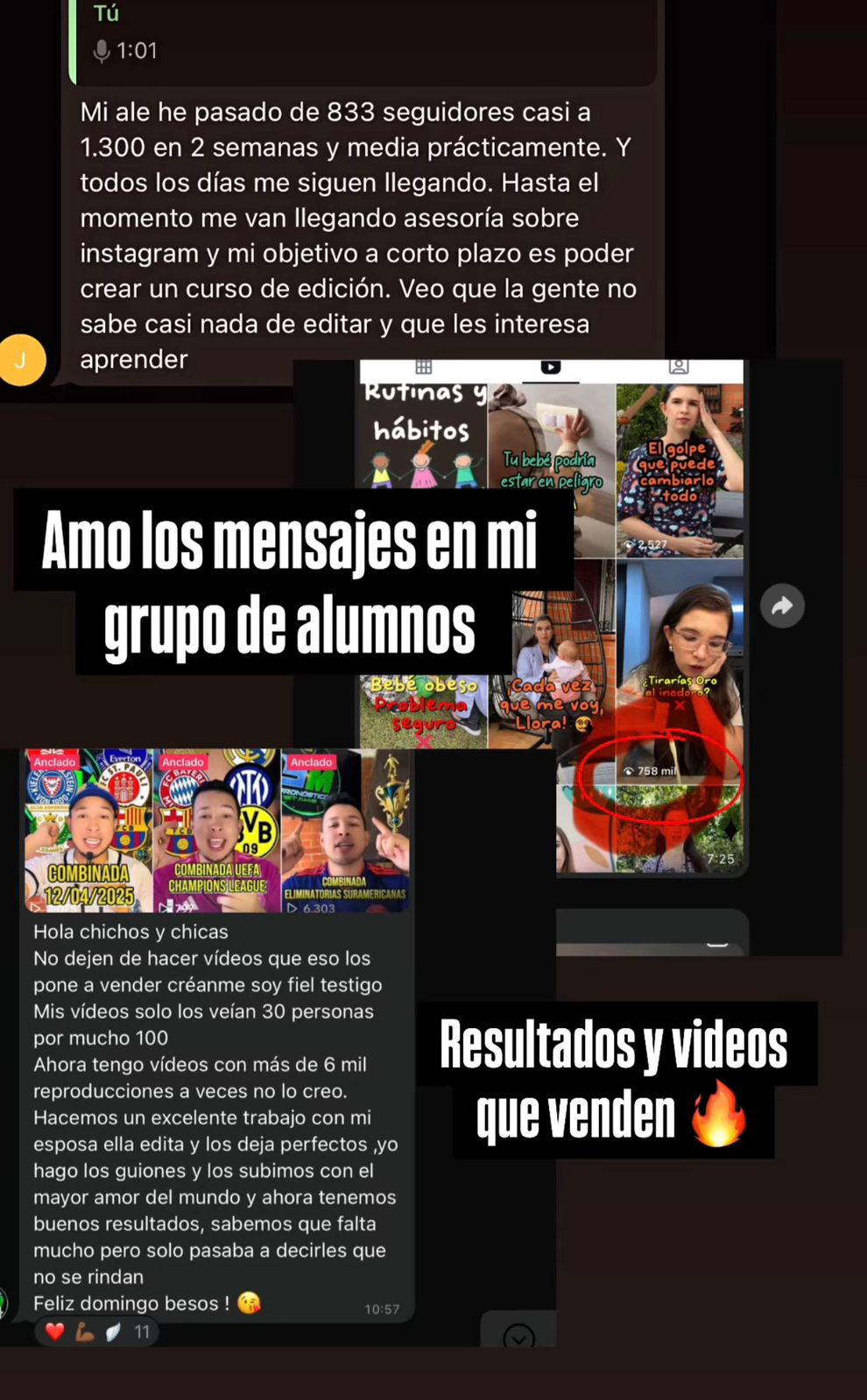 Amo los mensajes en mi grupo de alumnos