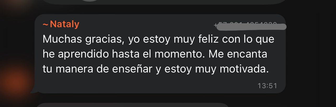 Nataly — Me encanta tu manera de enseñar
