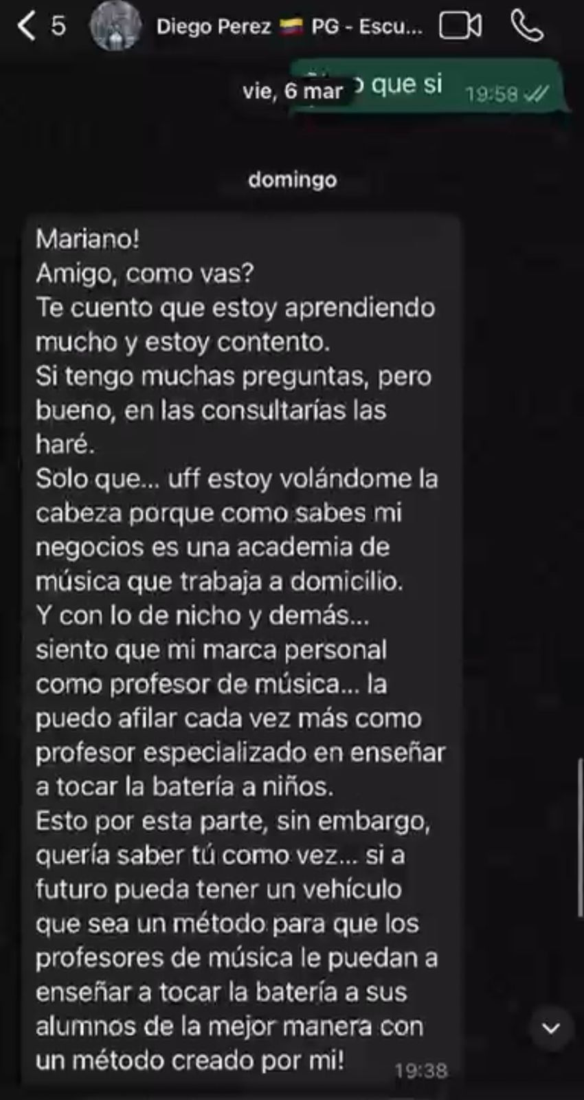 Diego Pérez — Academia de música, marca afilada