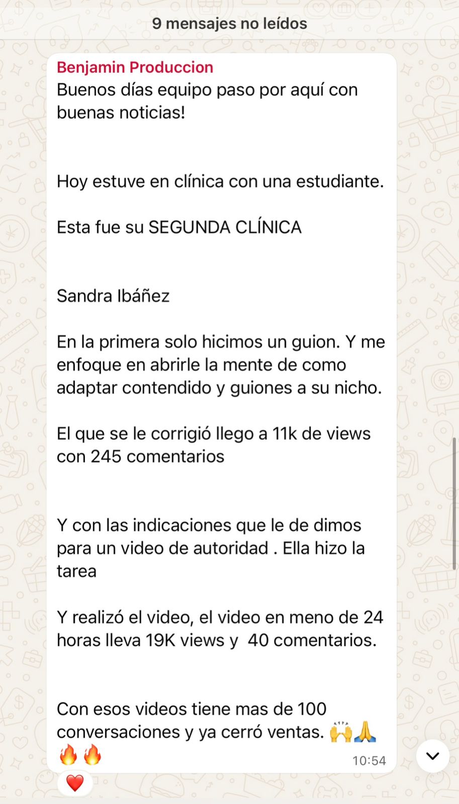 Sandra Ibáñez — Segunda clínica: 19K views en 24h, 100 conversaciones y ventas cerradas