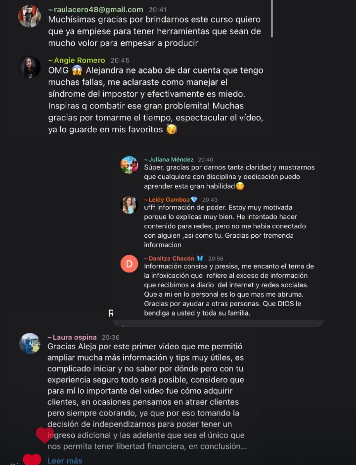 Mensajes de la comunidad