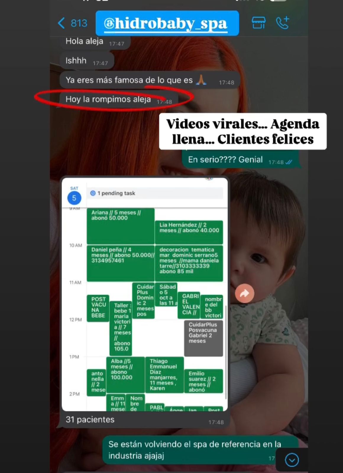 Hidrobaby Spa — Agenda llena